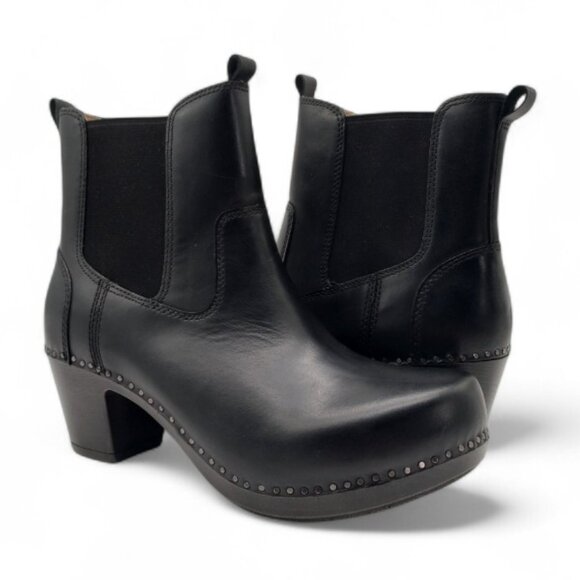 Dansko Shayna Women's Size 40 US 9.5 Black Leather Comfy Chelsea Ankle Boots - Picture 7 of 13